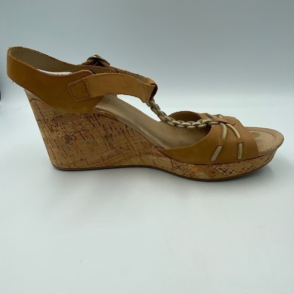 SPERRY tan leather cork wedge sandals size 10 - Picture 5 of 11